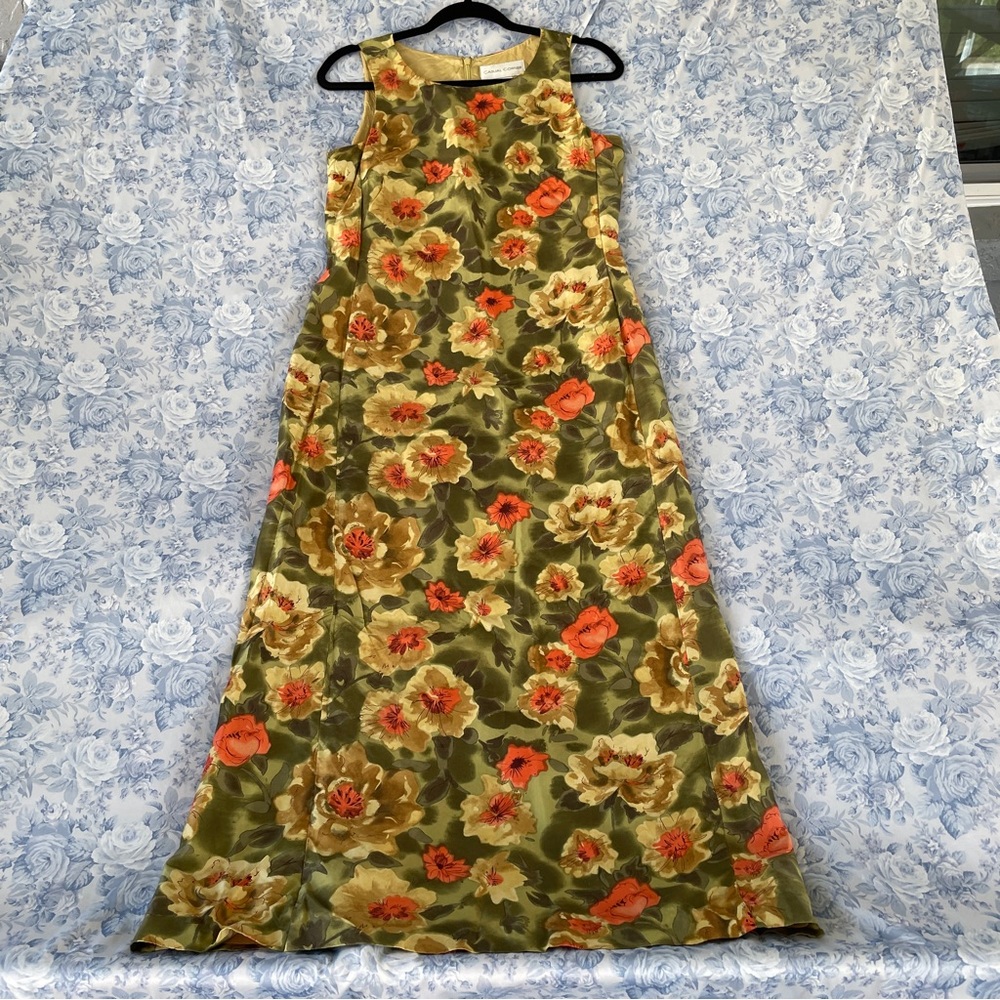 Vintage Silk Dress 6 Small Watercolor Floral Mori Kei Hippy Indie Wearable Art
